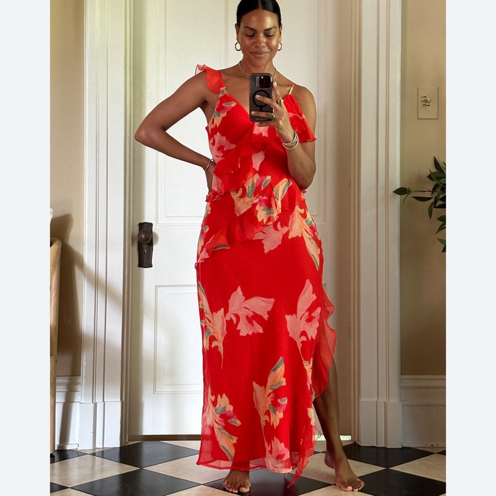 Future Collective Floral Ruffle Maxi Dress